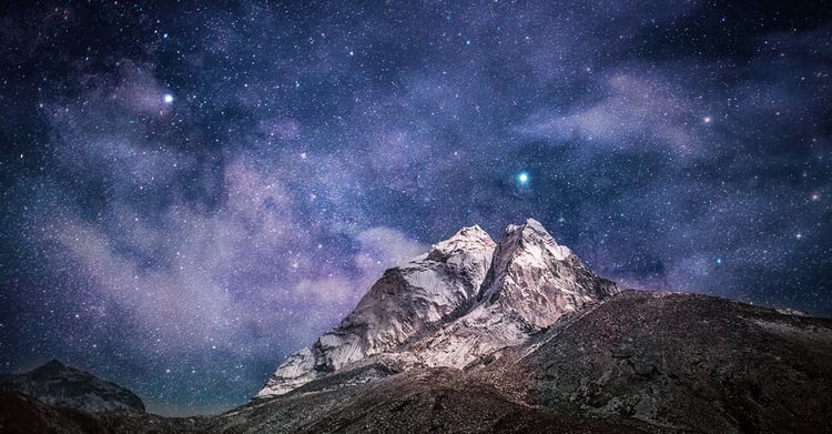 Mountain set against a starry backdrop